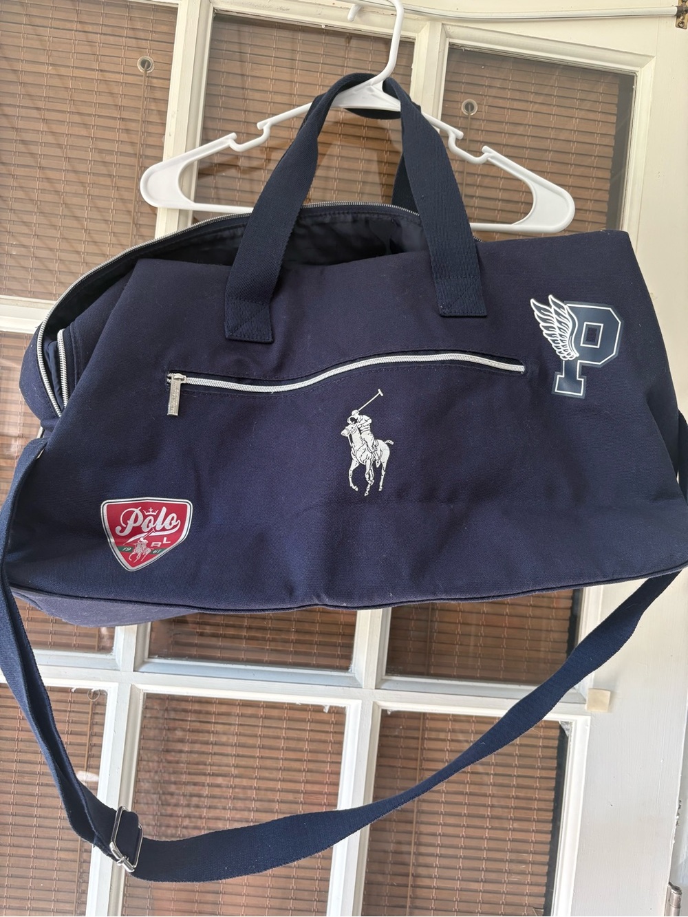 Polo by Ralph Lauren Navy Canvas Travel Duffel with Shoulder Strap
